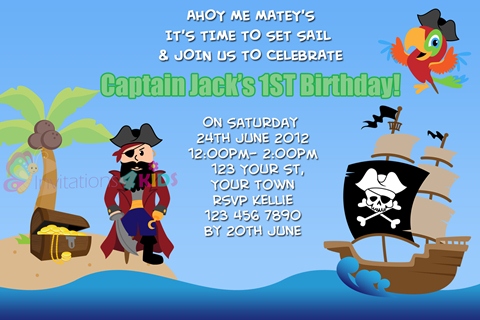 Pirate personalised birthday party invitation