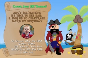 Pirate treasure personalised birthday party invitation