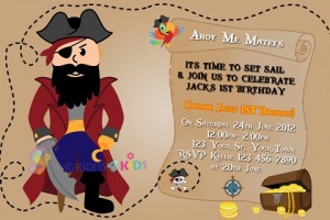 Pirate map personalised birthday party invitation
