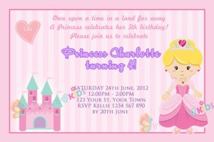 Princess personalised birthday party invitation