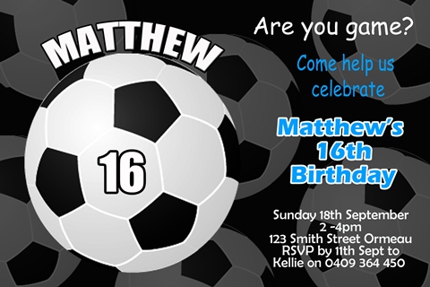 sports soccer birthday party invitation