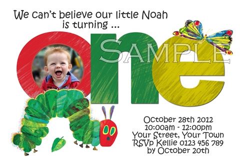 The very hungry caterpillar first birthday 1st one birthday party invitation