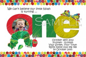 The very hungry caterpillar first birthday party invitation