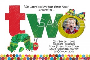 The very hungry caterpillar 2nd birthday party two invitation