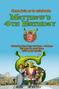 Shrek birthday party invitations