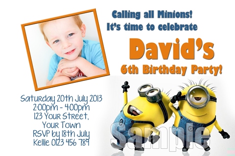 despicable me minions invitation