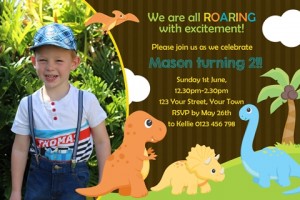 kids dinosaur birthday party invitation invite