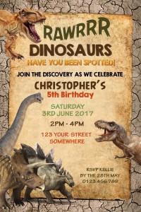 kids Dinosaur birthday party invitation