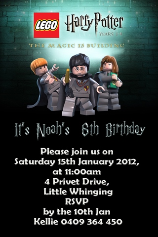 Harry Potter Lego birthday party invitation