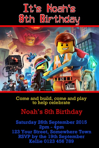 lego movie birthday invitations