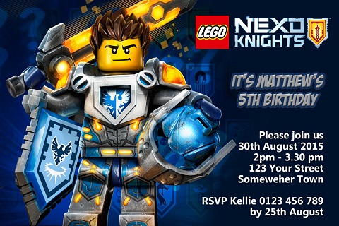 Lego Nexo Knights personalised invitations