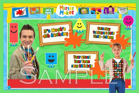 Mister Maker party birthday invitations