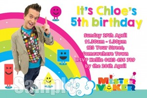 boys and girls Mister Maker personalised birthday party invitations