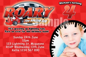 Roary the racing car invitations