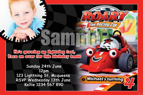 Roary the racing car invitations