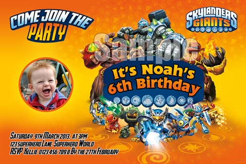 skylanders bys birthday party invitation