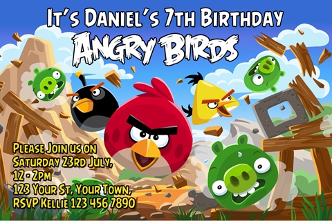 Angry birds party invitations