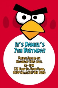 red Angry birds party invitations