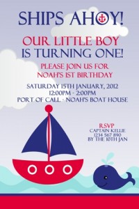 boys red navy Nautical and sail whaleboat invitation