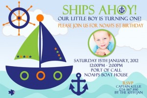 Nautical and boat anchor invitation invite
