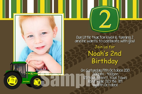 boys John Deere tractor invitation