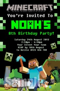 boys Minecraft birthday invites