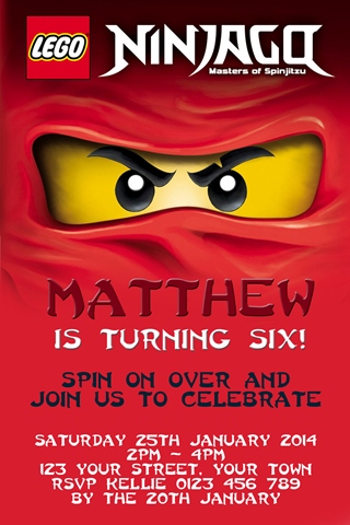 red Kai fire Ninjago Invitations