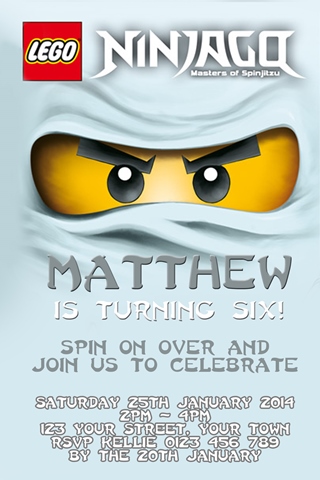 Lego ninjago online invitations