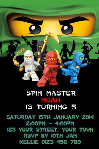 green Master Lloyd Montgomery GarmadonNinjago Invitations