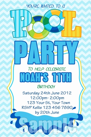 Boys pool party invitation