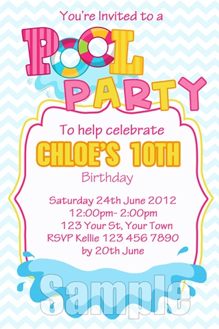 Girls pool party invitation