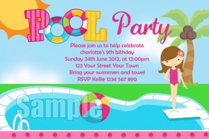 Girls pool party invitation