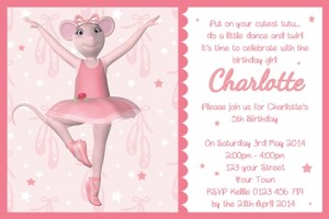 girls pink Angelina Ballerina invitation