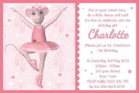 girls pink Angelina Ballerina invitation