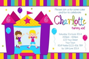 Girls Jumping Castle birthday party invitation