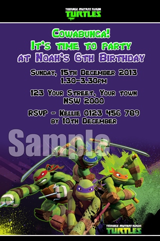 Teenage mutant Ninja Turtles invitation