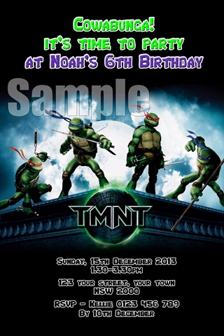 Teenage mutant Ninja Turtles invitation