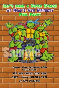 cartoon Teenage mutant Ninja Turtles birthday party invite