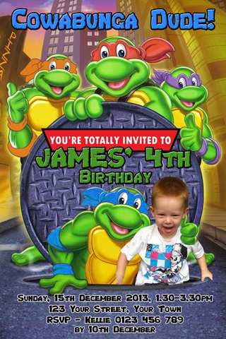 TMNT ninja turtles invitation