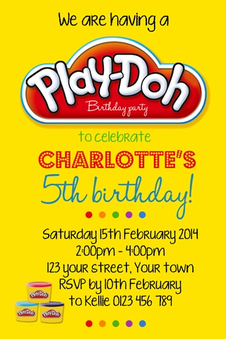 boys girls Play doh birthday party invite