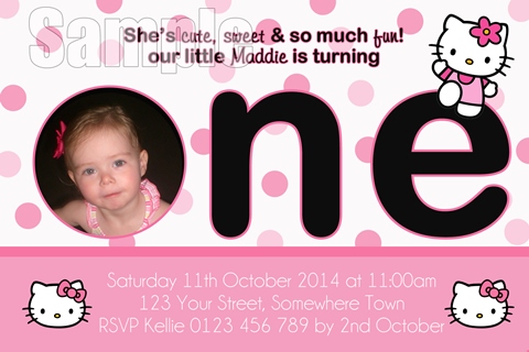 Hello Kitty first 1st birthday party girls Invitation