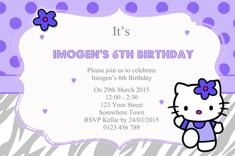 purple Hello Kitty Invitation