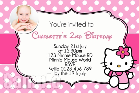 Pink polka dot Hello Kitty Invitation