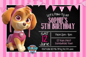 girls Paw Patrol Skye birthday party invite