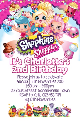 Shopkins birthday party invite
