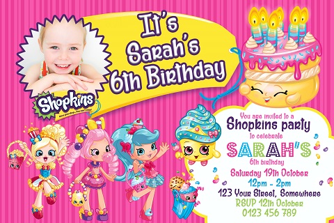 Shopkins birthday party invitation