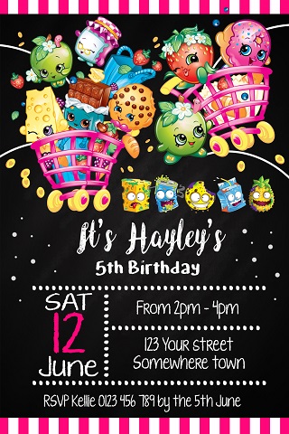 Shopkins birthday party invitation
