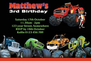 Blaze and the Monster Machines characters personalised invitations
