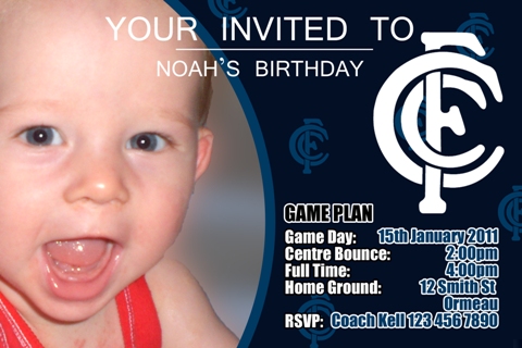 Carlton AFL personalised invitation