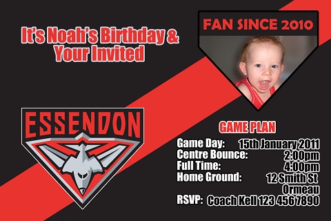 Essendon AFL personalised invitation